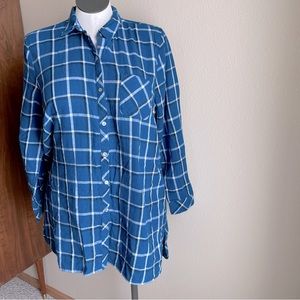 J. Jill Blue Plaid Tunic Top